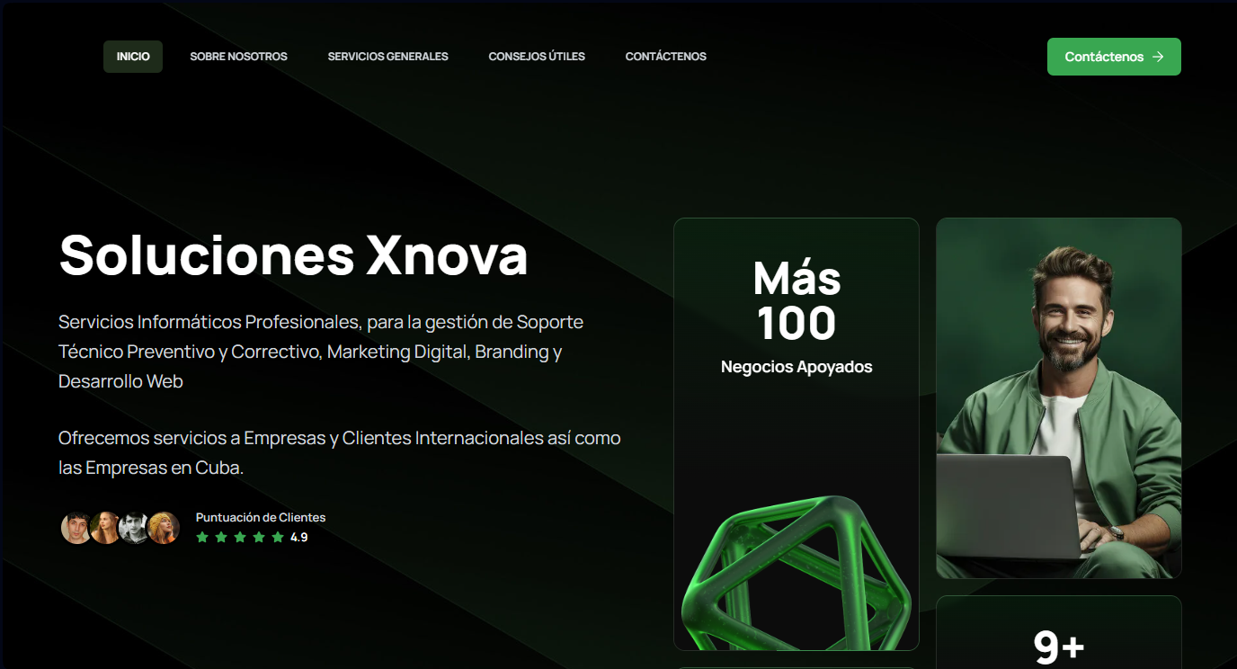 Página inicial da XNova Social Media